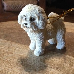 Dog Ornament Christmas Bichon Frise Realistic White Puppy